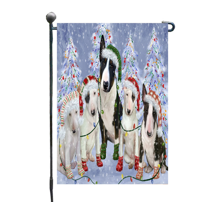 Christmas Lights and Bull Terrier Dogs Garden Flags- Outdoor Double Sided Garden Yard Porch Lawn Spring Decorative Vertical Home Flags 12 1/2"w x 18"h