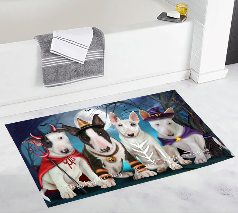 Happy Halloween Trick or Treat Bull Terrier Dogs Bathroom Rugs with Non Slip Soft Bath Mat for Tub BRUG54913