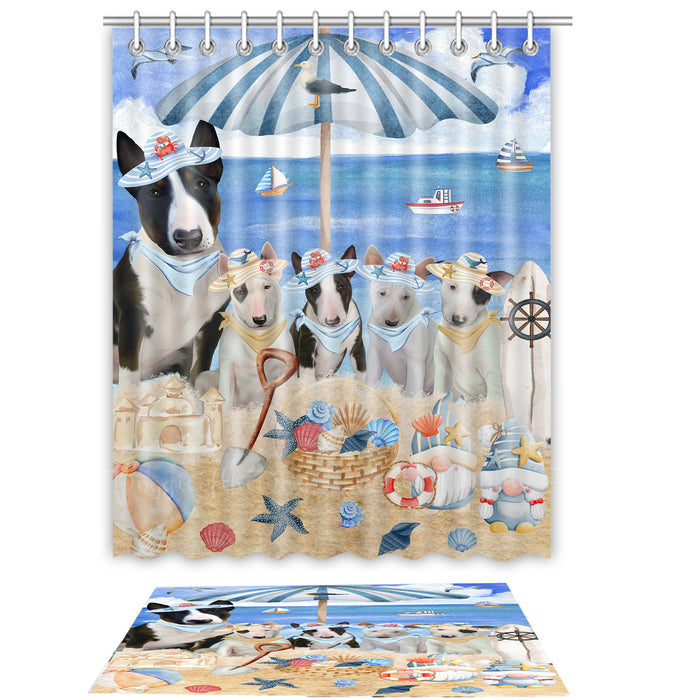 Bull Terrier Shower Curtain & Bath Mat Set, Bathroom Decor Curtains with hooks and Rug, Explore a Variety of Designs, Personalized, Custom, Dog Lover's Gifts