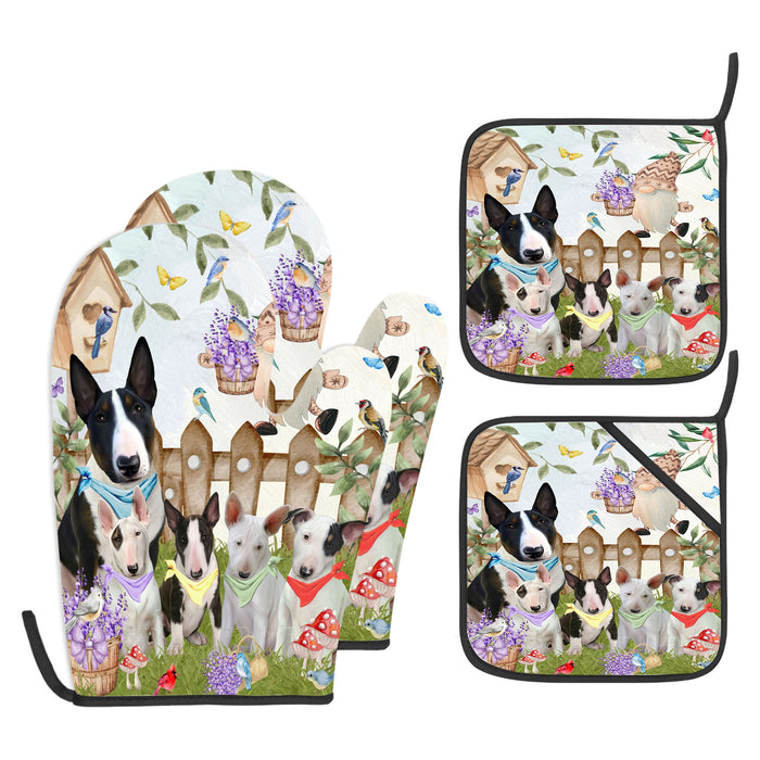 Bull Terrier Oven Mitts and Pot Holder Set: Explore a Variety of Designs, Custom, Personalized, Kitchen Gloves for Cooking with Potholders, Gift for Dog Lovers