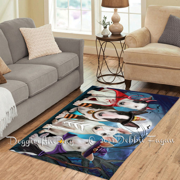 Happy Halloween Trick or Treat Bull Terrier Dogs Polyester Living Room Carpet Area Rug ARUG66194