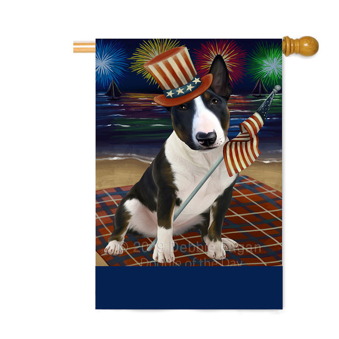 Personalized 4th of July Firework Bull Terrier Dog Custom House Flag FLG-DOTD-A57884