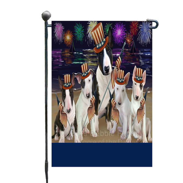 Personalized 4th of July Firework Bull Terrier Dogs Custom Garden Flags GFLG-DOTD-A57829