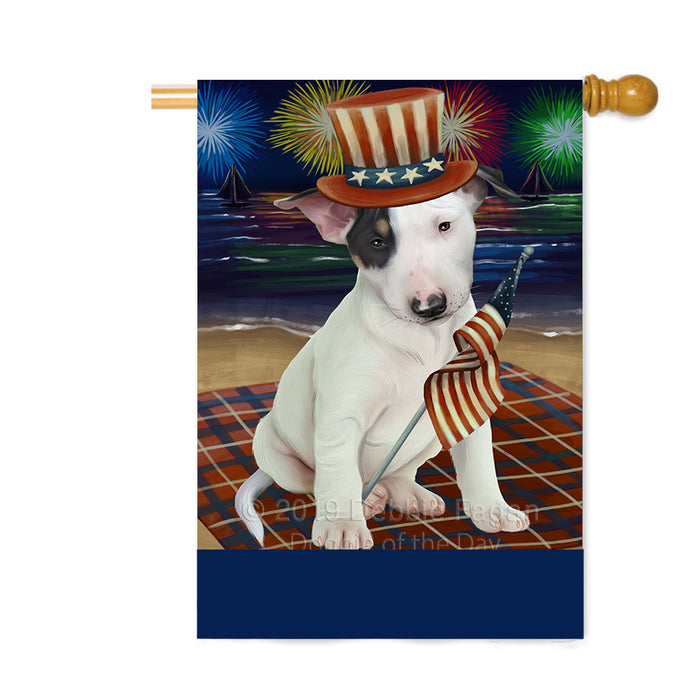 Personalized 4th of July Firework Bull Terrier Dog Custom House Flag FLG-DOTD-A57886