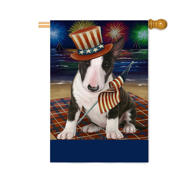 Personalized 4th of July Firework Bull Terrier Dog Custom House Flag FLG-DOTD-A57887
