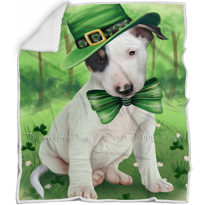 St. Patricks Day Irish Portrait Bull Terrier Dog Blanket BLNKT54318