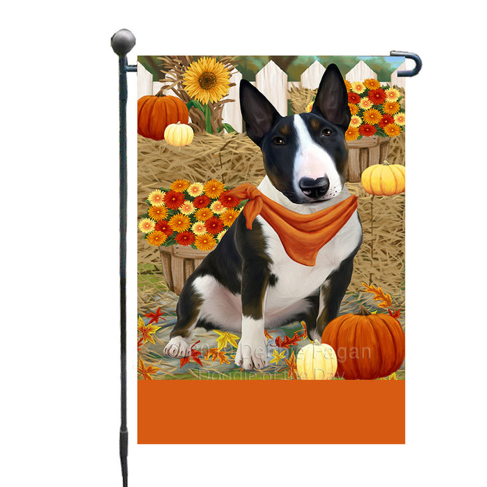Personalized Fall Autumn Greeting Bull Terrier Dog with Pumpkins Custom Garden Flags GFLG-DOTD-A61844