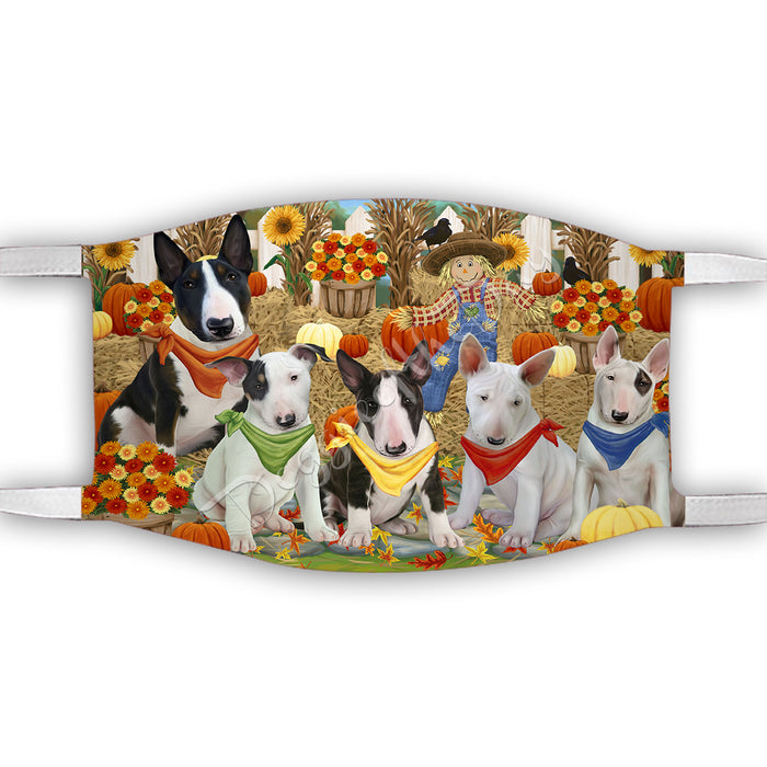 Fall Festive Harvest Time Gathering  Bull Terrier Dogs Face Mask FM48520
