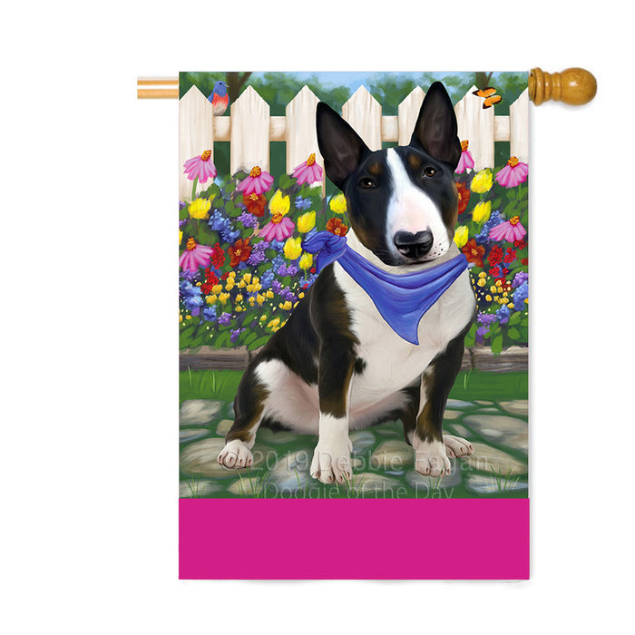 Personalized Spring Floral Bull Terrier Dog Custom House Flag FLG-DOTD-A62842
