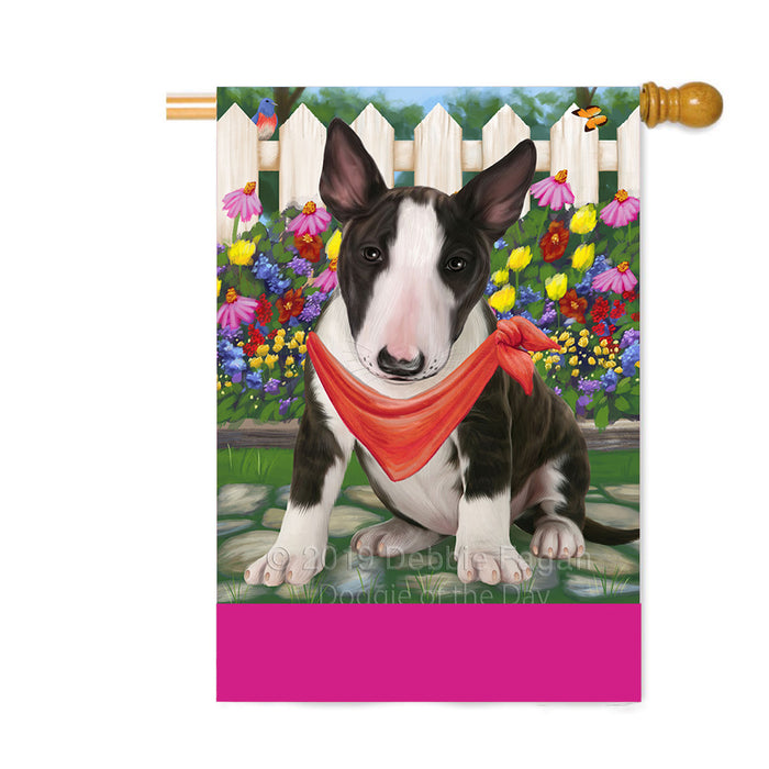 Personalized Spring Floral Bull Terrier Dog Custom House Flag FLG-DOTD-A62845