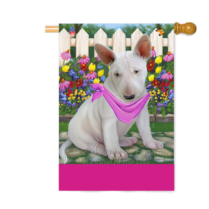 Personalized Spring Floral Bull Terrier Dog Custom House Flag FLG-DOTD-A62844