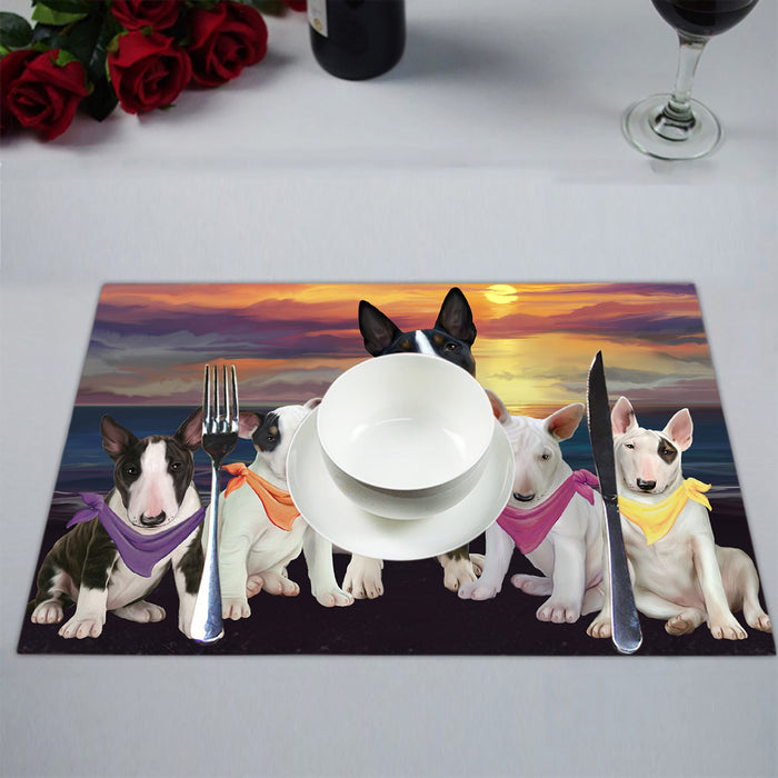 Family Sunset Portrait Bull Terrier Dogs Placemat