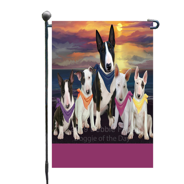 Personalized Family Sunset Portrait Bull Terrier Dogs Custom Garden Flags GFLG-DOTD-A60586