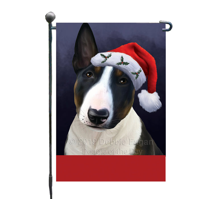 Personalized Christmas Holidays Bull Terrier Dog Wearing Santa Hat Portrait Head Custom Garden Flags GFLG-DOTD-A59813