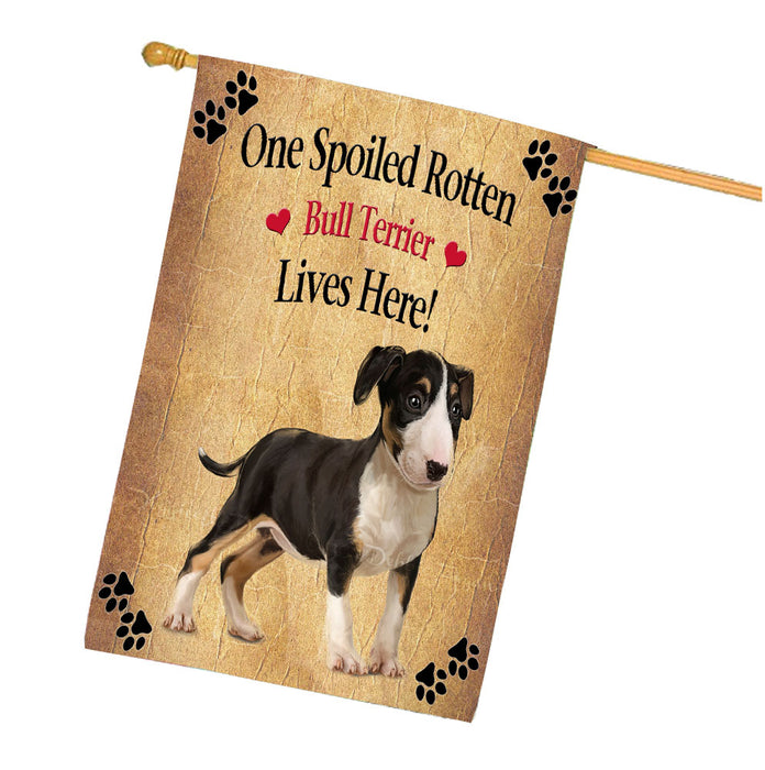 Spoiled Rotten Bull Terrier Dog House Flag Outdoor Decorative Double Sided Pet Portrait Weather Resistant Premium Quality Animal Printed Home Decorative Flags 100% Polyester FLG68260