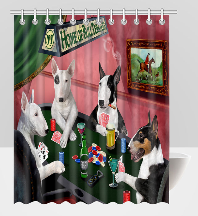 Home of  Bull Terrier Dogs Playing Poker Shower Curtain