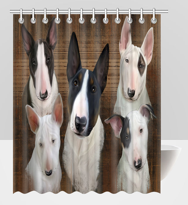 Rustic Bull Terrier Dogs Shower Curtain