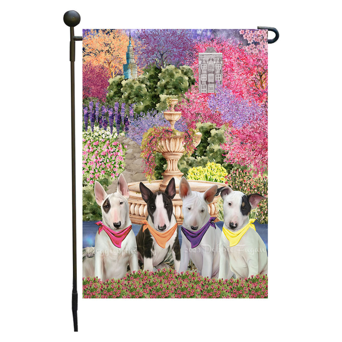 Bull Terrier Dogs Garden Flag: Explore a Variety of Designs, Weather Resistant, Double-Sided, Custom, Personalized, Outside Garden Yard Decor, Flags for Dog and Pet Lovers