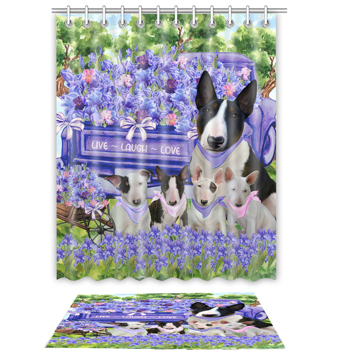 Bull Terrier Shower Curtain & Bath Mat Set - Explore a Variety of Custom Designs - Personalized Curtains with hooks and Rug for Bathroom Decor - Dog Gift for Pet Lovers