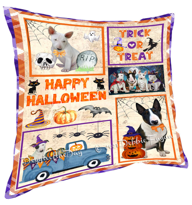 Happy Halloween Trick or Treat Bull Terrier Dogs Pillow with Top Quality High-Resolution Images - Ultra Soft Pet Pillows for Sleeping - Reversible & Comfort - Ideal Gift for Dog Lover - Cushion for Sofa Couch Bed - 100% Polyester, PILA88201
