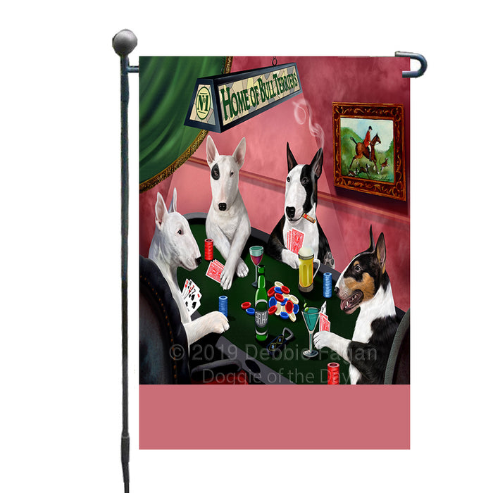 Personalized Home of Bull Terrier Dogs Four Dogs Playing Poker Custom Garden Flags GFLG-DOTD-A60252