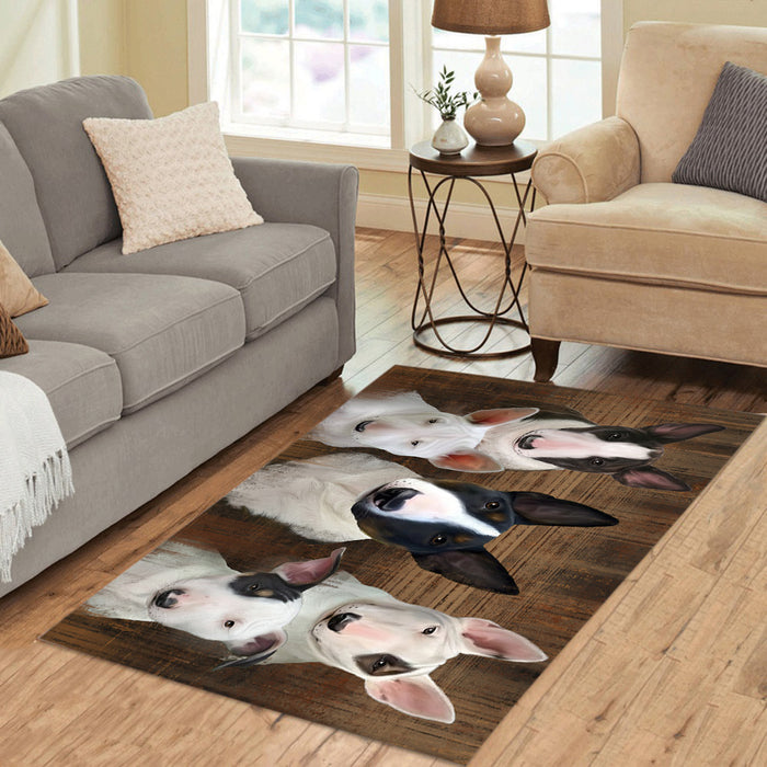 Rustic Bull Terrier Dogs Area Rug