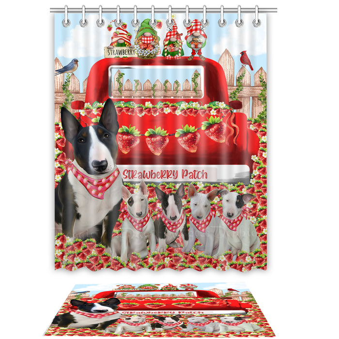 Bull Terrier Shower Curtain & Bath Mat Set: Explore a Variety of Designs, Custom, Personalized, Curtains with hooks and Rug Bathroom Decor, Gift for Dog and Pet Lovers