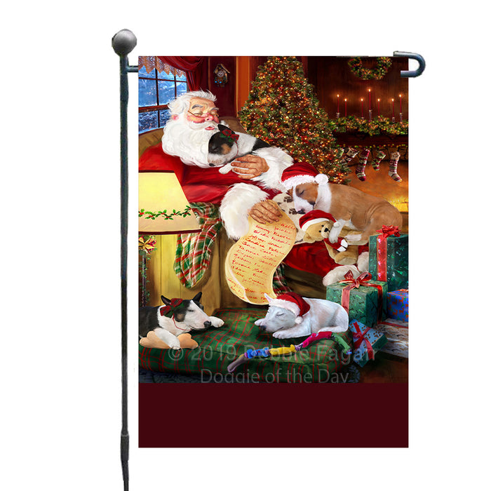 Personalized Bull Terrier Dogs and Puppies Sleeping with Santa Custom Garden Flags GFLG-DOTD-A62614