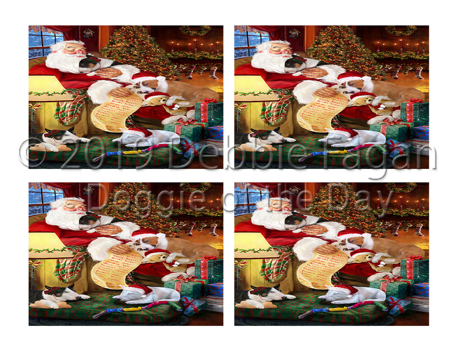 Santa Sleeping with Bull Terrier Dogs Placemat
