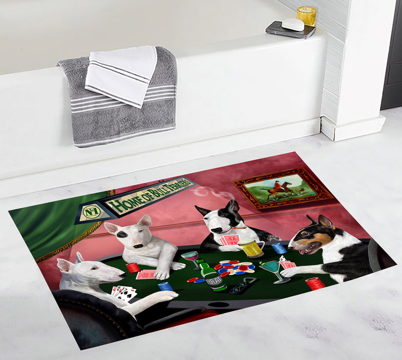 Home of  Bull Terrier Dogs Playing Poker Bath Mat