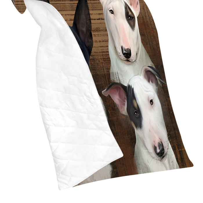 Rustic Bull Terrier Dogs Quilt