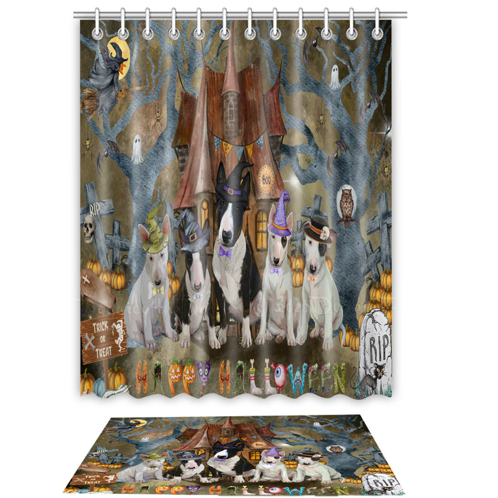 Bull Terrier Shower Curtain with Bath Mat Set: Explore a Variety of Designs, Personalized, Custom, Curtains and Rug Bathroom Decor, Dog and Pet Lovers Gift