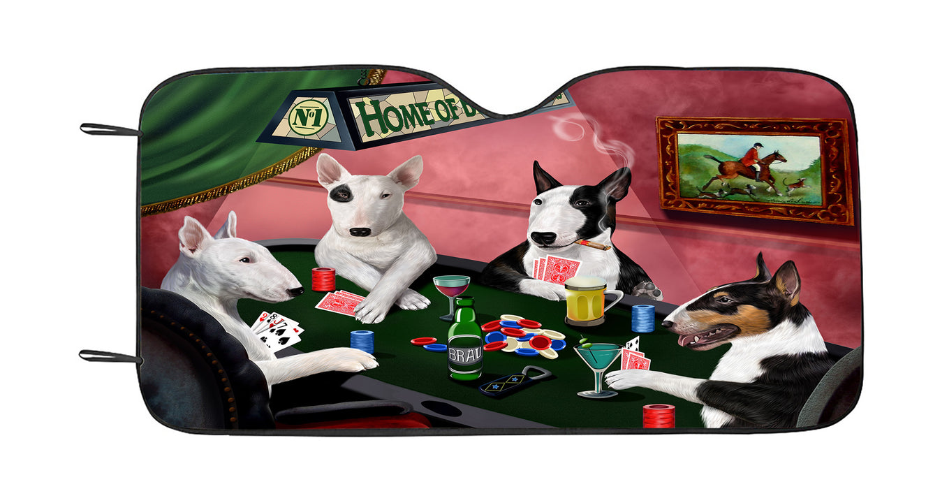 Home of  Bull Terrier Dogs Playing Poker Car Sun Shade
