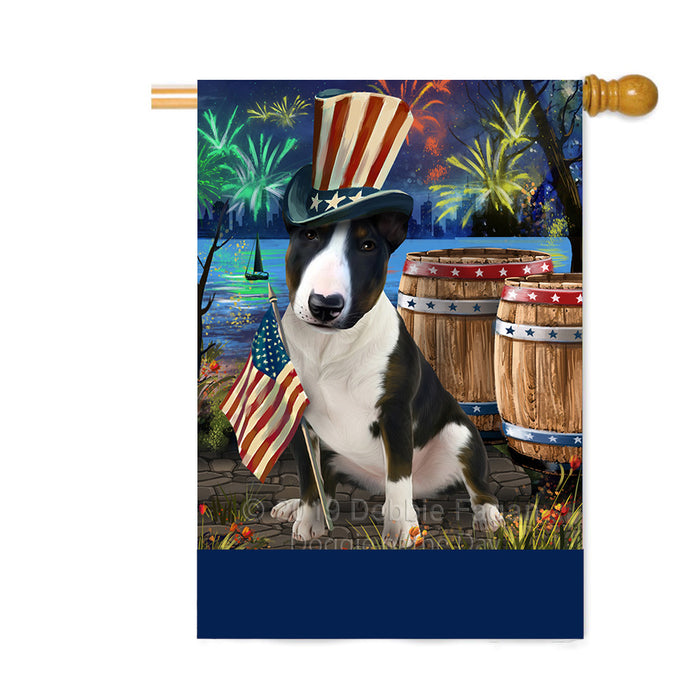 Personalized 4th of July Firework Bull Terrier Dog Custom House Flag FLG-DOTD-A57888