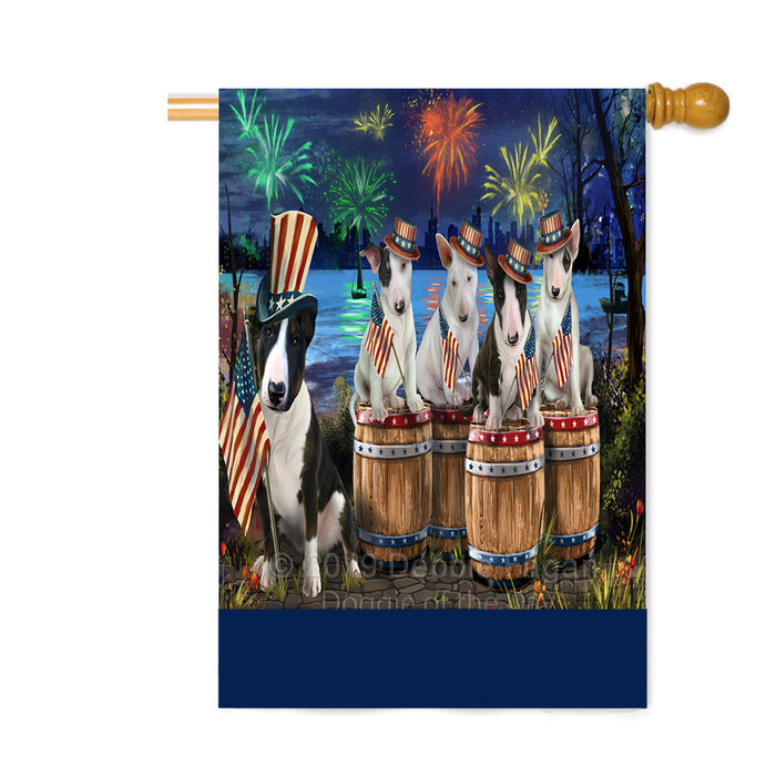 Personalized 4th of July Firework Bull Terrier Dogs Custom House Flag FLG-DOTD-A57889