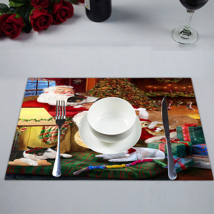 Santa Sleeping with Bull Terrier Dogs Placemat
