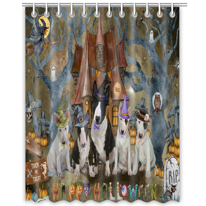 Bull Terrier Shower Curtain: Explore a Variety of Designs, Halloween Bathtub Curtains for Bathroom with Hooks, Personalized, Custom, Gift for Pet and Dog Lovers