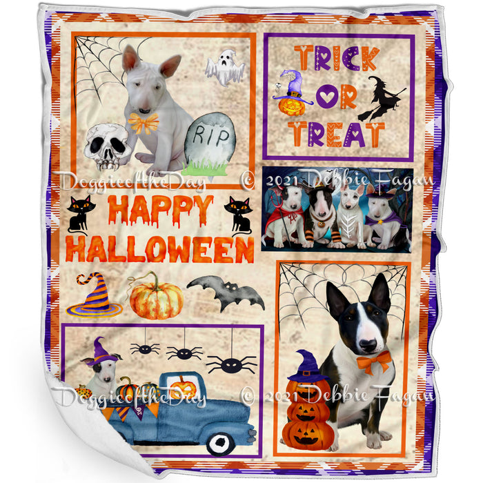 Happy Halloween Trick or Treat Bull Terrier Dogs Blanket BLNKT143730