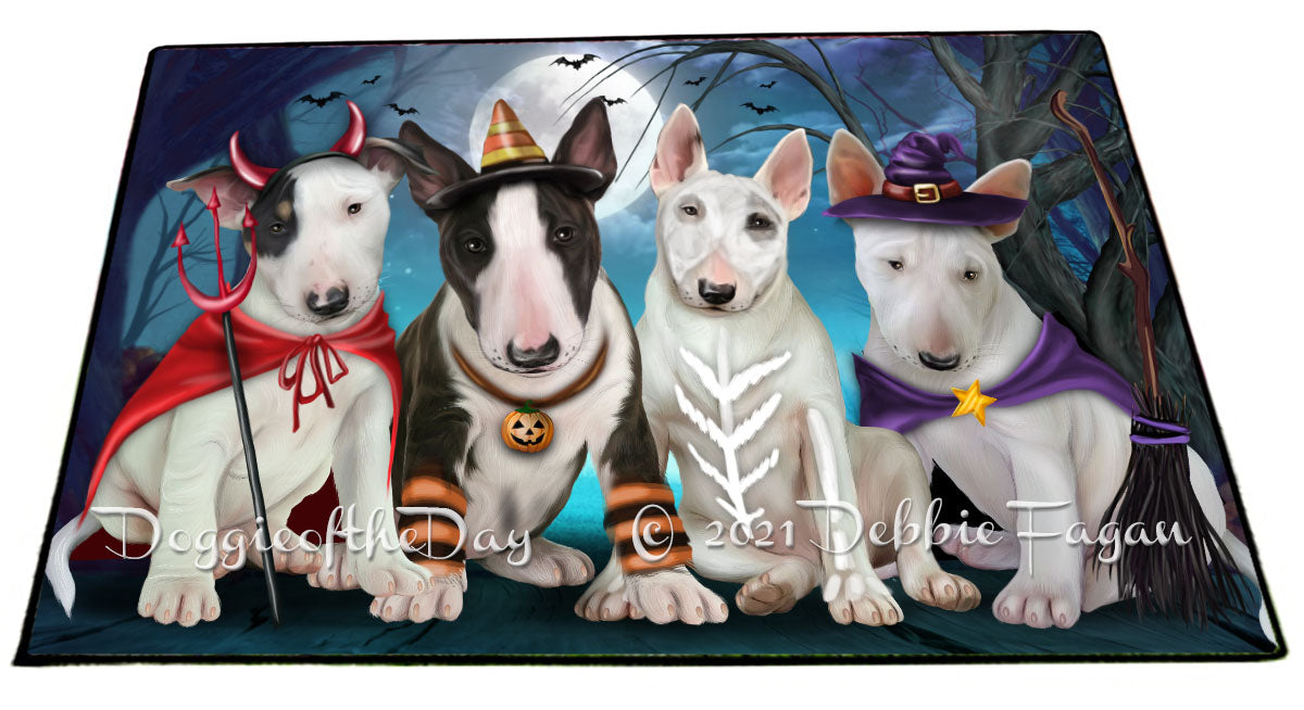 Happy Halloween Trick or Treat Bull Terrier Dogs Indoor/Outdoor Welcome Floormat - Premium Quality Washable Anti-Slip Doormat Rug FLMS58354