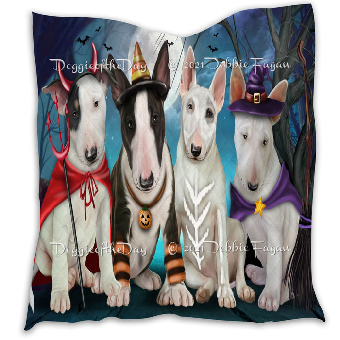 Happy Halloween Trick or Treat Bull Terrier Dogs Lightweight Soft Bedspread Coverlet Bedding Quilt QUILT60271