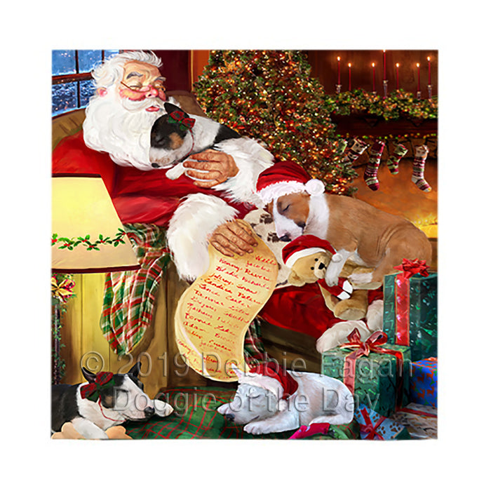 Santa Sleeping with Bull Terrier Dogs Square Towel 