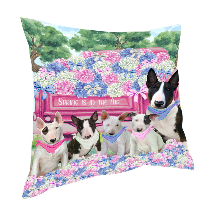 Bull Terrier Pillow: Cushion for Sofa Couch Bed Throw Pillows, Personalized, Explore a Variety of Designs, Custom, Pet and Dog Lovers Gift