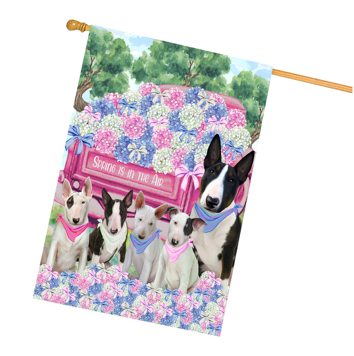 Bull Terrier Dogs House Flag: Explore a Variety of Personalized Designs, Double-Sided, Weather Resistant, Custom, Home Outside Yard Decor for Dog and Pet Lovers