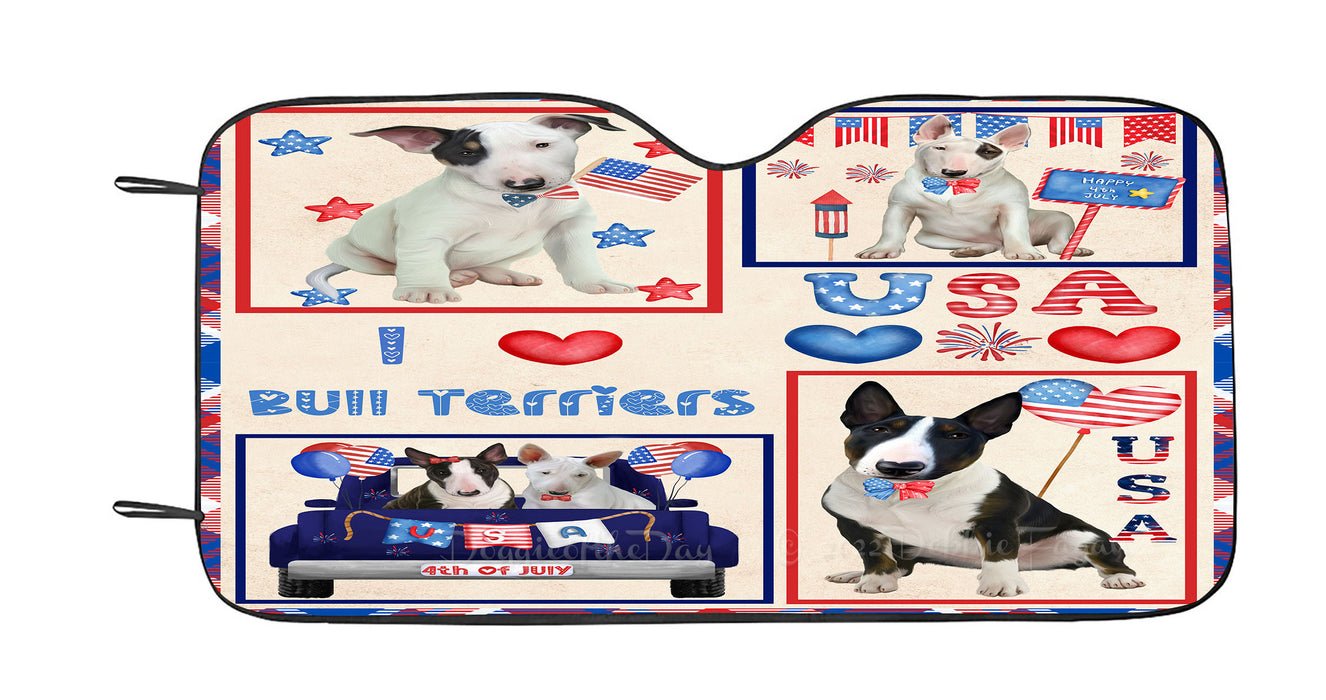 4th of July Independence Day I Love USA Bull Terrier Dogs Car Sun Shade Cover Curtain
