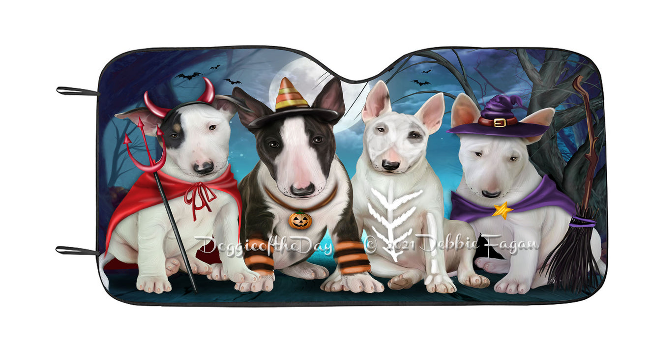 Happy Halloween Trick or Treat Bull Terrier Dogs Car Sun Shade Cover Curtain