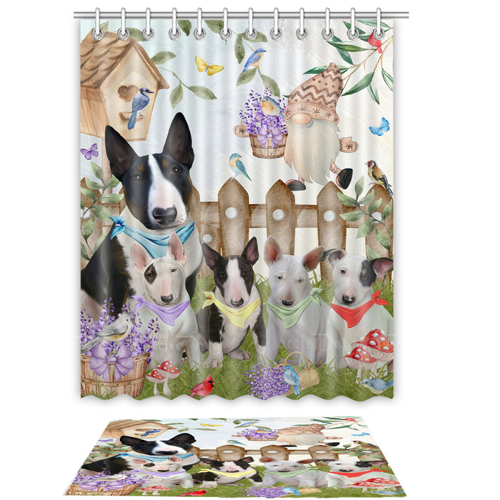 Bull Terrier Shower Curtain & Bath Mat Set, Custom, Explore a Variety of Designs, Personalized, Curtains with hooks and Rug Bathroom Decor, Halloween Gift for Dog Lovers