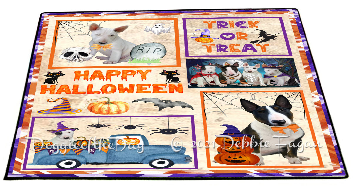Happy Halloween Trick or Treat Bull Terrier Dogs Indoor/Outdoor Welcome Floormat - Premium Quality Washable Anti-Slip Doormat Rug FLMS58042