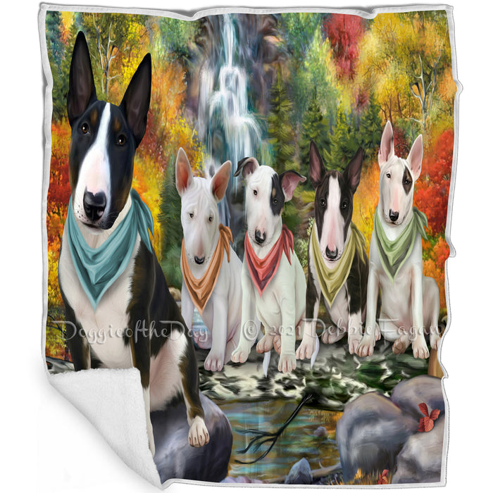 Scenic Waterfall Bull Terriers Dog Blanket BLNKT83334