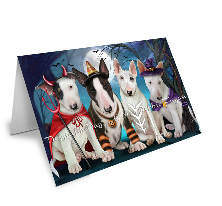 Happy Halloween Trick or Treat Bull Terrier Dogs Handmade Artwork Assorted Pets Greeting Cards and Note Cards with Envelopes for All Occasions and Holiday Seasons GCD76727