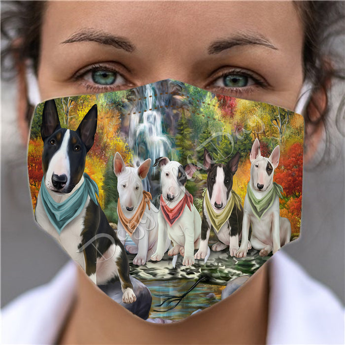 Scenic Waterfall Bull Terrier Dogs Face Mask FM49284